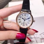 Perfect Replica Jaeger LeCoultre Rendez-Vous White Dial Smooth Bezel Black Leather 30mm Women's Watch